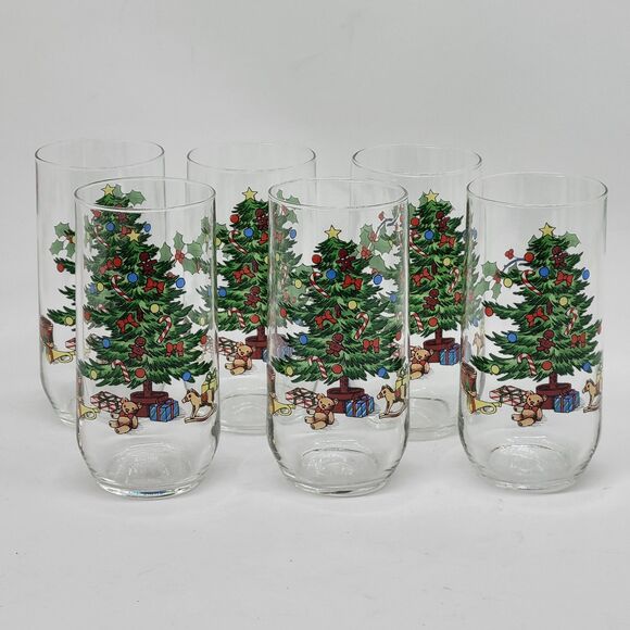 Spode Christmas Tree Glasses 5 7/8" Tall Set of 6 - Picture 6 of 8